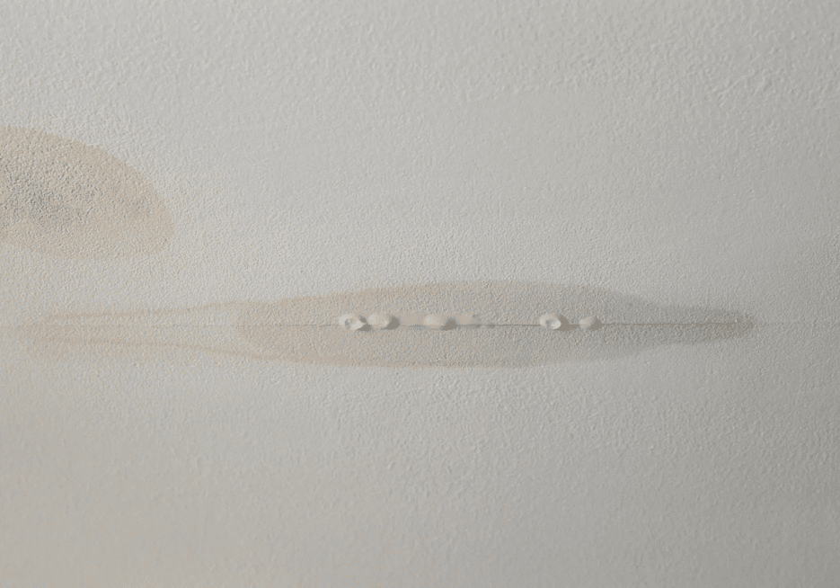 Ceiling water damage with paint bubbles